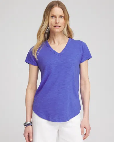 Chico's Cap Sleeve V-neck Tee In Purple Nightshade Size Xl |