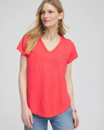 Chico's Cap Sleeve V-neck Tee In Watermelon Punch Size 12/14 |
