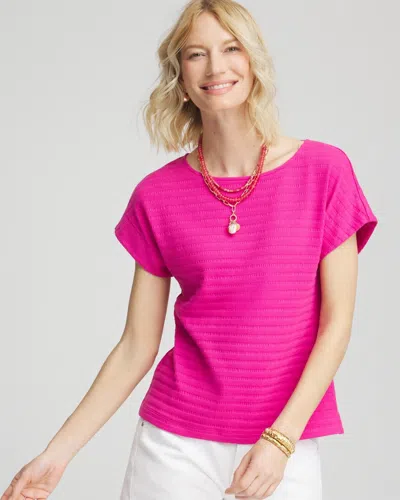 Chico's Cap Sleeve Textured Tee In Pink