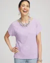 Chico's Cap Sleeve Textured Tee In Purple In Purple