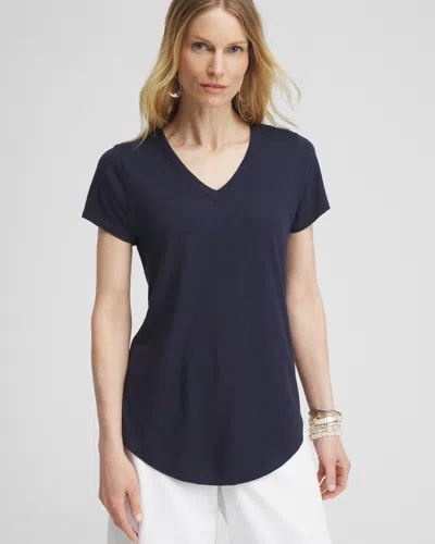 Chico's Cap Sleeve V-neck Tee In Navy Blue Size 20/22 |