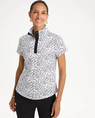 Chico's Cap-sleeve Polo In Black