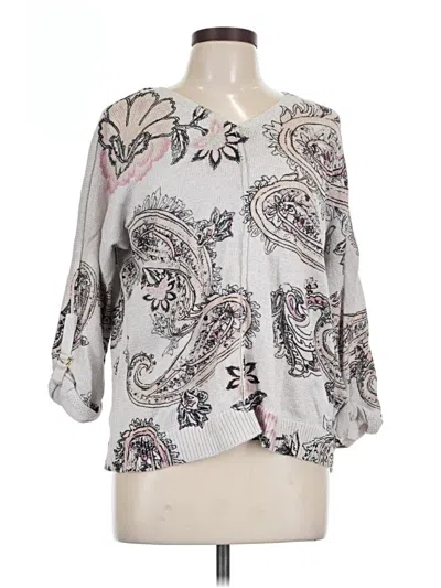 Pre-owned Chico's Cardigan Sweater In Silver