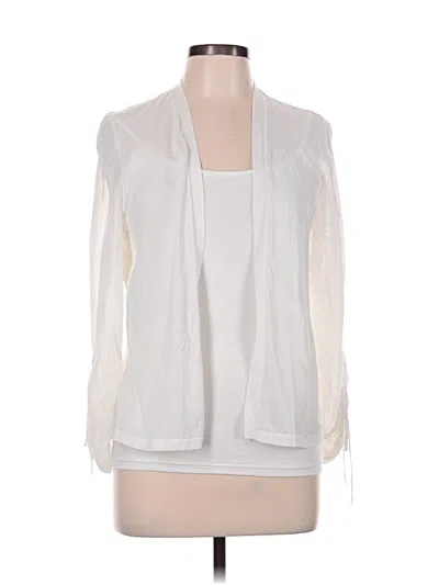 Pre-owned Chico's Cardigan Sweater In White