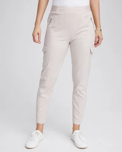 Chico's Striped Cargo Ankle Pants In Neutral Size 20 |  Zenergy In Smokey Taupe