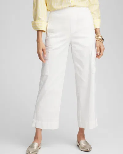 Chico's Cargo Straight Leg Cropped Pants In White Size 14 |  In Ecru
