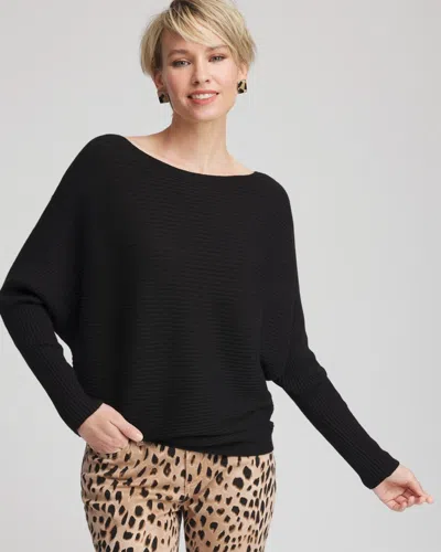 Chico's Cashmere-blend Boatneck Sweater In Black