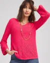Chico's Cashmere-blend Pointelle Pullover Sweater In Dried Roses Size 12/14 |  In Dried Roses