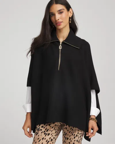 Chico's Cashmere-blend Pullover Sweater Poncho In Black