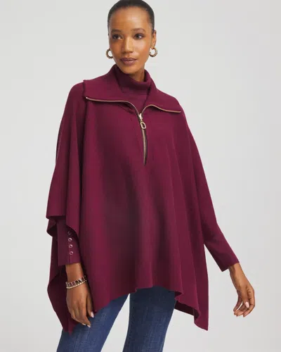 Chico's Cashmere-blend Pullover Sweater Poncho In Deep Chianti In Brown