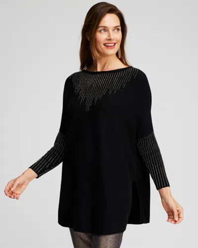 Chico's Cashmere Blend Sweater Poncho In Black Size Small/medium |