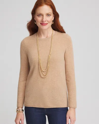 Chico's Cashmere Crewneck Sweater In Tan Size 20/22 |  In Camel