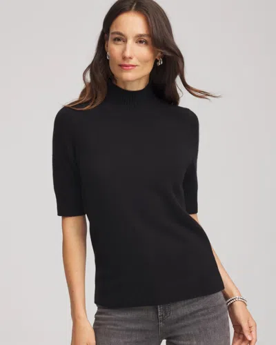 Chico's Cashmere Elbow-sleeve Sweater In Black