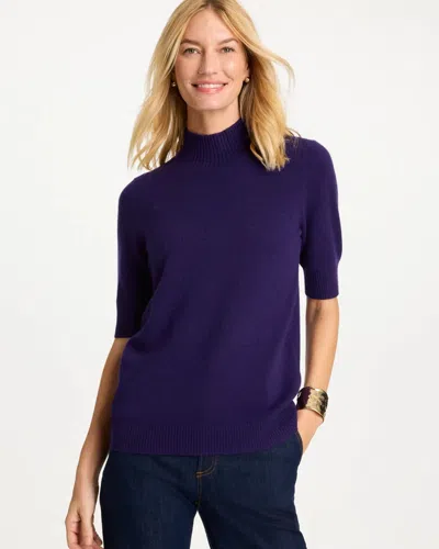 Chico's Cashmere Elbow-sleeve Sweater In Deep Purple