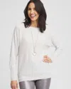 Chico's Cashmere Bateau Neck Sweater In Gray Size 16/18 |  In Light Gray