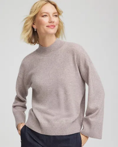 Chico's Cashmere Mockneck Sweater In Taupe In Gray