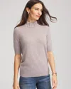 Chico's Cashmere Pearl Mockneck Sweater In Taupe In Gray