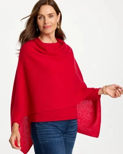 Chico's Cashmere Poncho In Enamel Red