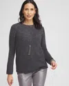 Chico's Cashmere Sequin Sweater In Gray Size 12/14 |  In Dark Gray