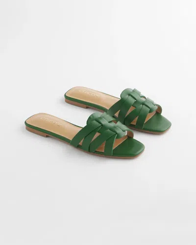 Chico's Cassidy Cross-strap Slide Sandals In Green