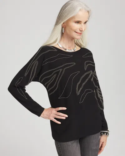 Chico's Caviar Bead Dolman Sleeve Sweater In Black Size 0/2 |