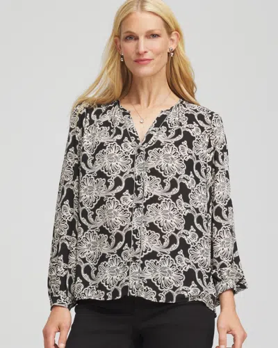 Chico's Caviar Bead Georgette Blouse In Black