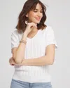 Chico's Caviar-embellished V-neck Pullover Sweater In White Size 0/2 |  In Alabaster