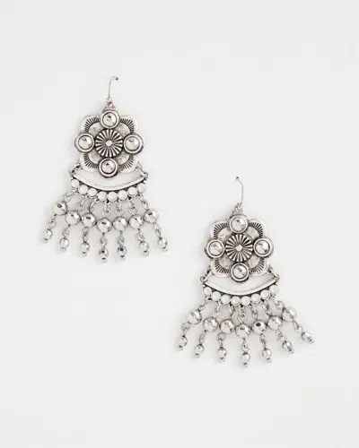 Chico's Chandelier Silvertone Drop Earrings In Metallic
