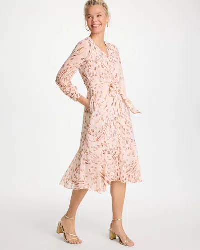 Chico's Cheetah Georgette Tie Shirtdress In Sweet Blossom In Pink