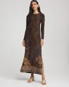 Chico's Cheetah-print Boatneck Column Dress In Black In Brown