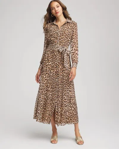 Chico's Cheetah-print Godet Dress In Brown
