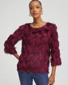 Chico's Chevron Fringe Party Top In Deep Chianti In Burgundy