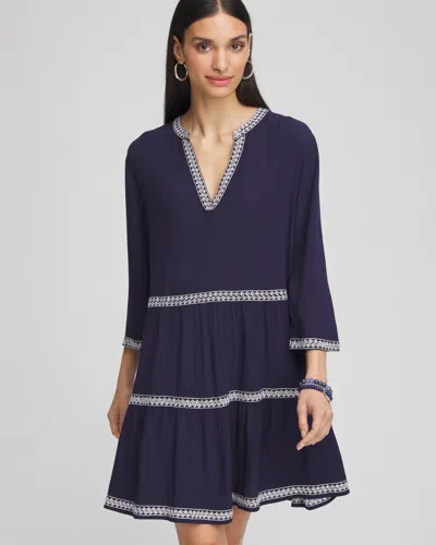 Chico's Beach Swimsuit Cover-up Dress In Blue Size Large In Passport Blue