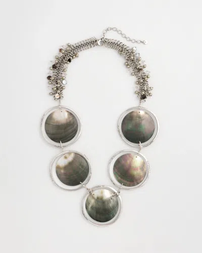 Chico's Originals Genuine Black Lip Shell Necklace In Metallic In Silver