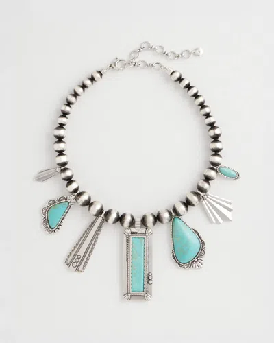 Chico's Originals Turquoise & Charms Motif Collar Necklace In Blue
