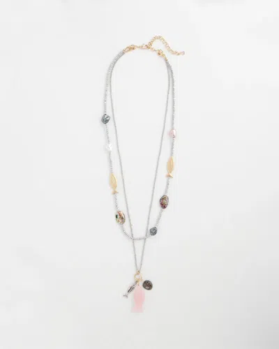 Chico's Originals White Jade Ocean Necklace In Metallic In Silver