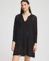 Chico's Tie-front Beach Swimsuit Cover-up In Black Size Large In Black