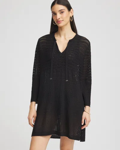 Chico's Tie-front Beach Swimsuit Cover-up In Black Size Large