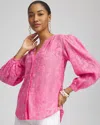 CHICO'S CHIFFON EMBROIDERED SHIRT IN MARRAKESH PINK SIZE 14 | CHICO'S