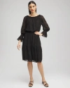 Chico's Chiffon Eyelet Dress In Black Size 18 |  In Black