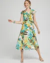 Chico's Chiffon Floral Faux Wrap Dress In White Size 20/22 |  In White