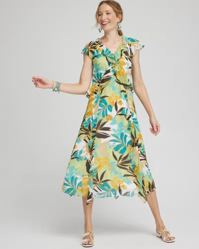 Chico's Chiffon Floral Faux Wrap Dress In White Size 20/22 |