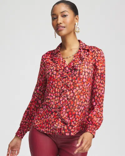 Chico's Chiffon Ruffle-trim Blouse In Purple Size 8/10 |  In Deep Raisin