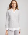 Chico's Classic Built-in Shirt Knit Sweater In Classic Gray