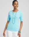Chico's Classic Fit Pima Cotton Tee In Blue