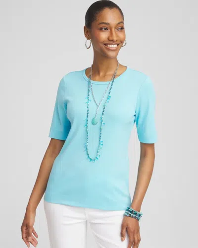 Chico's Classic Fit Pima Cotton Tee In Blue