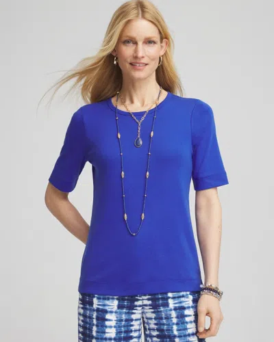 Chico's Classic Fit Pima Cotton Tee In Blue In Red