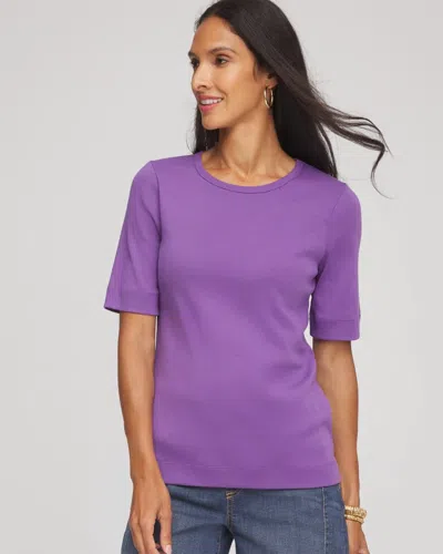 Chico's Elbow-sleeve Tee In Purple