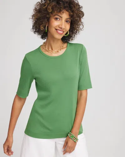 Chico's Classic Fit Pima Cotton Tee In Salted Lime In Green