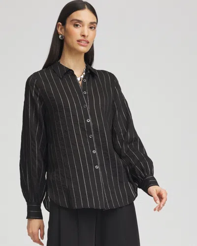 Chico's Classic Soft Button-front Blouse In Black Size 14 |